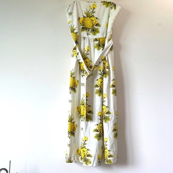Tahari Pineapple Linen Blend Vintage Straples Midi  Dress - Picture 4 of 16